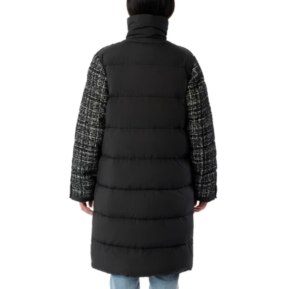 Bernardo Women's XXL Stylish Blended Wool Black and White Tweed Puffer Jacket - Picture 4 of 12